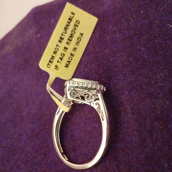 2147361-4. Blue Diamonds, Platinum over 925 Sterling Silver,  size 7 - Picture 5 of 7